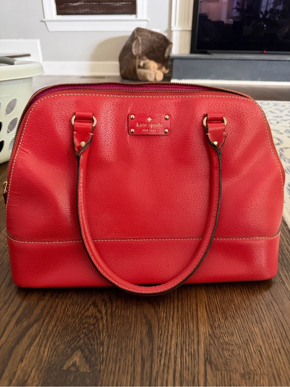 Kate Spade Red Leather Bag with Gold Hardware